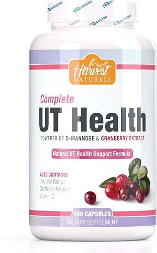 Complete UT Health Cápsulas de extracto de D-manosa y arándano 180 píldoras Apoya la función del tracto urinario Fórmula natural de apoyo UT con