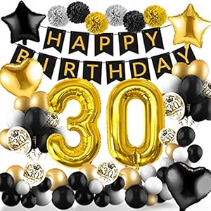 Amteker Geburtstagsdeko 30 Geburtstag Frauen, Deko Gold 30 Geburtstag Männer Luftballons Geburtstag, Konfetti…