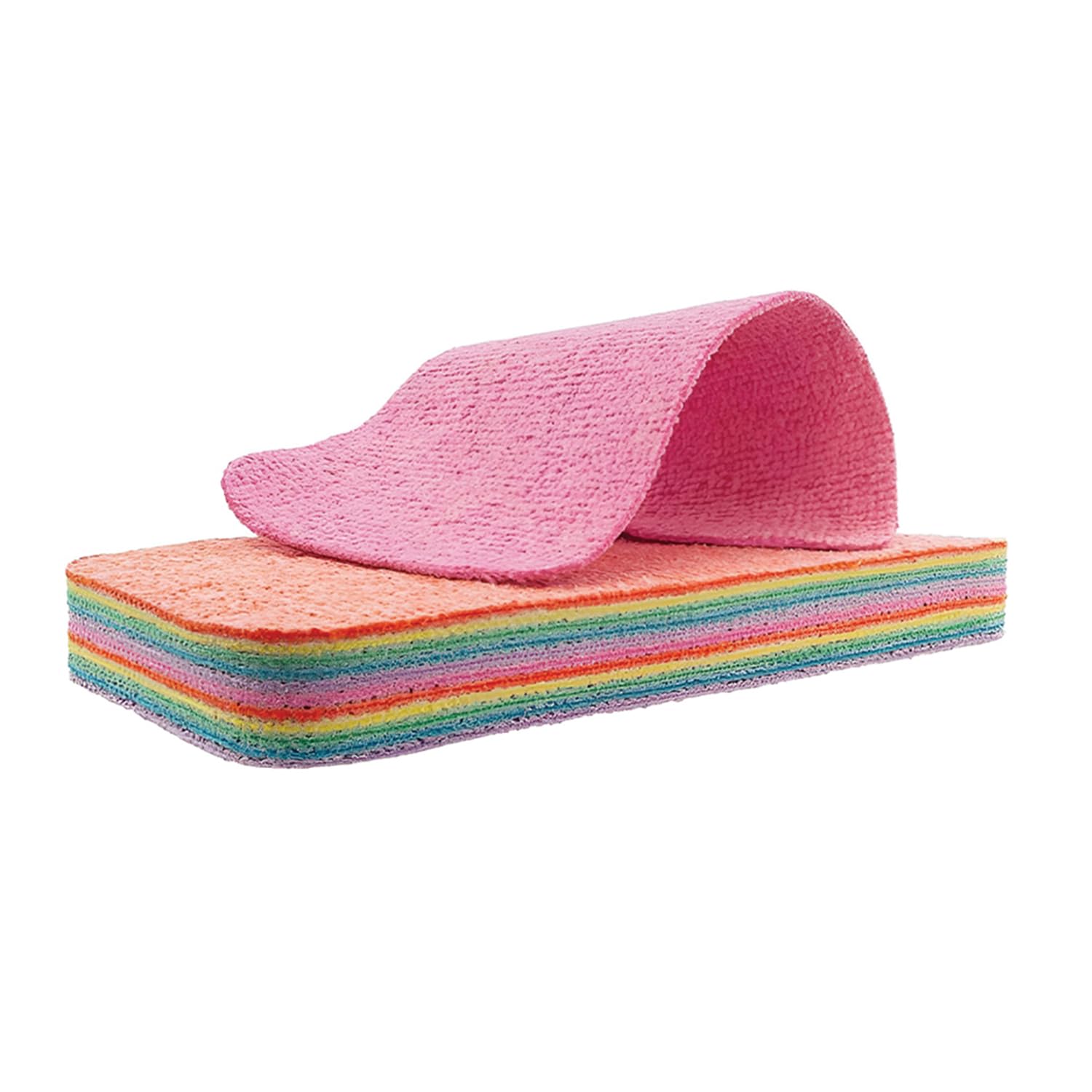 12-Layer Tearable Reusable Dual Sided Scratch-Free Rainbow Cleaning Sponge Scrub for Home Kitchen Dishwashing Rag Furniture Car Refrigerator (Pack of 1)-image-8