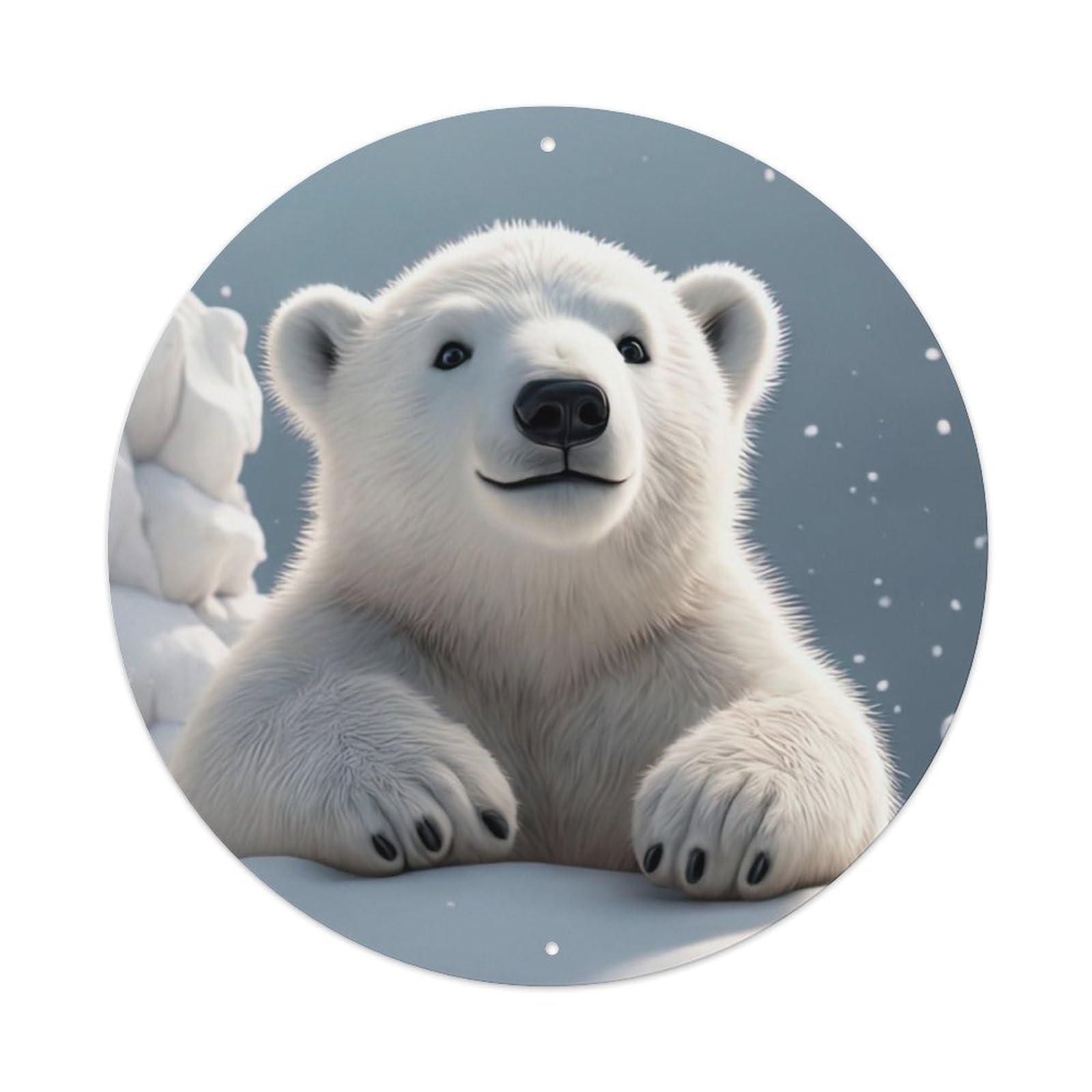 Animal Cute Little Polar Bear Vintage Metal Tin Sign Plaque Wall Decor for Cafe, Club Bar, Office, Garden Metal Poster 8x8Inch