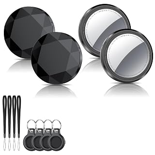 Smart Air Tracker Tag 4 Pack, Buscador de Objetos Bluetooth Funciona con Buscar Apple (sólo iOS), Localizador Bluetooth, Rastreador para Llaves, Cartera, Mochila, Equipaje, Batería Reemplazable, Negro - Amazon product rated Grade A