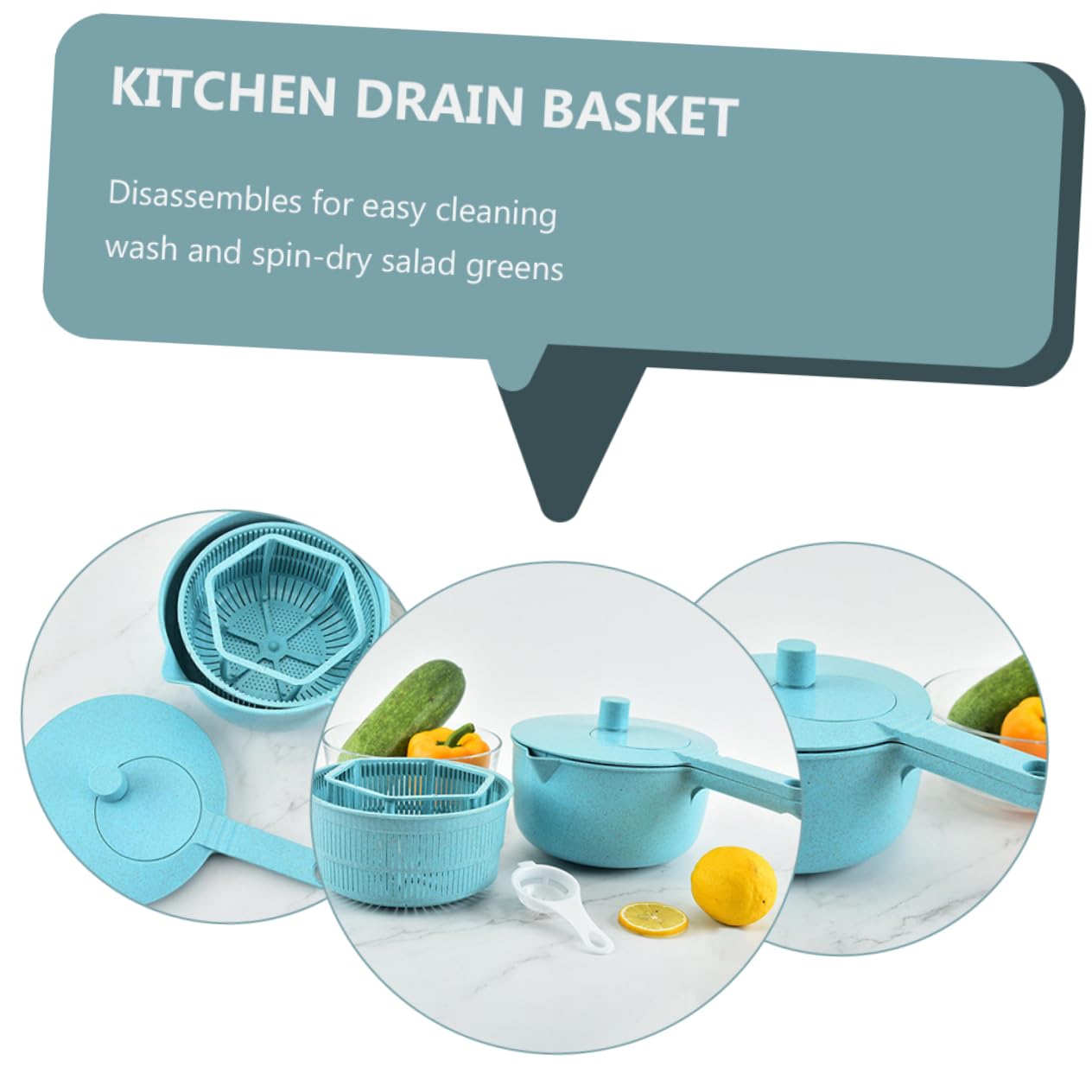 Ciieeo Quick Salad Green Fruit Vegetable Dryer Hand Crank Dehydrator Kitchen Salad Spinners Drain Basket Random Color