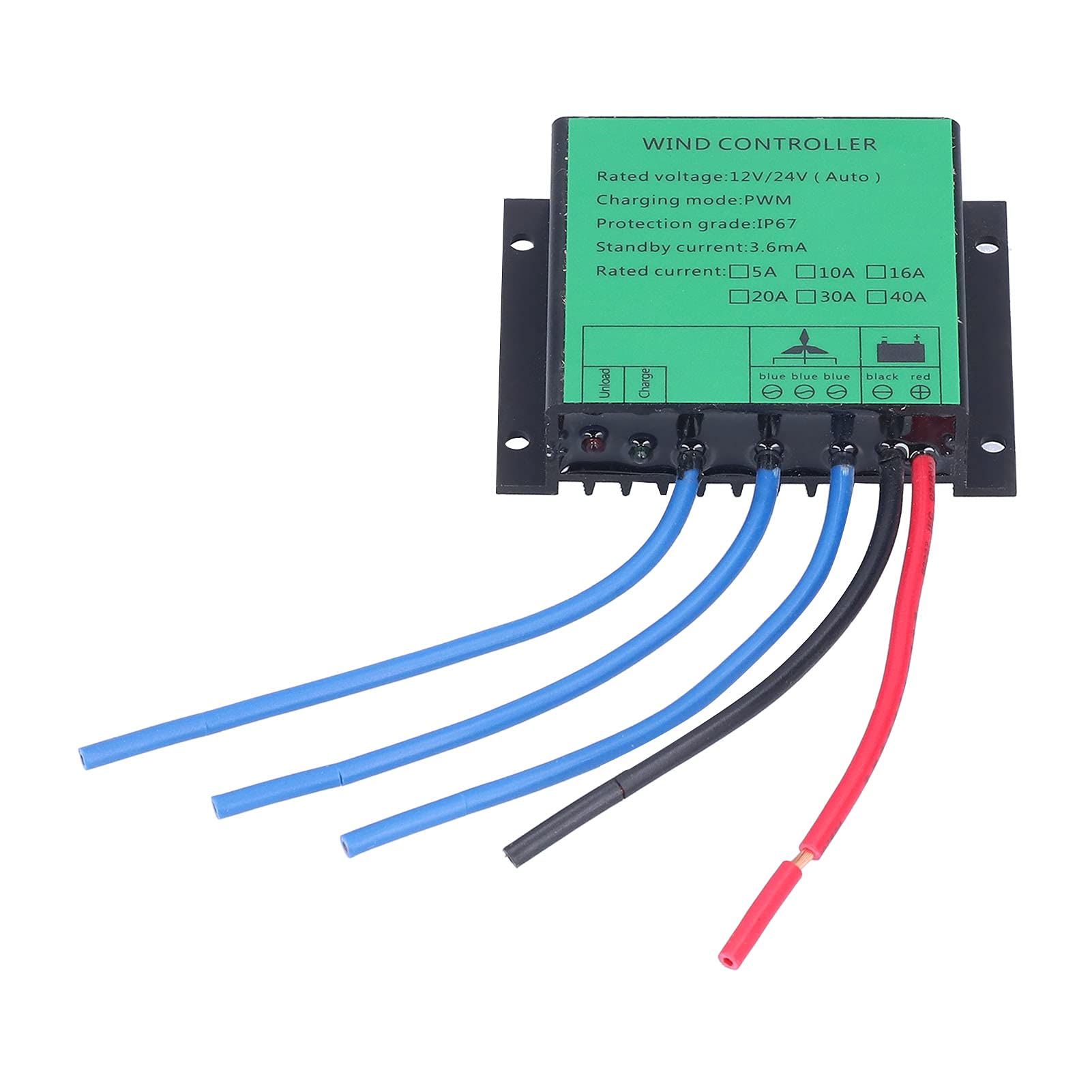 Walfront 100W‑400W 12V /24V Controller per Turbine Eoliche, IP67 Regolatore di Carica per Generatore Eolico, Regolatore di Carica (40A)