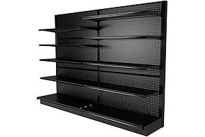 Retail Gondola Shelving Wall Display with 8 Shelves in Platinum (Beige)