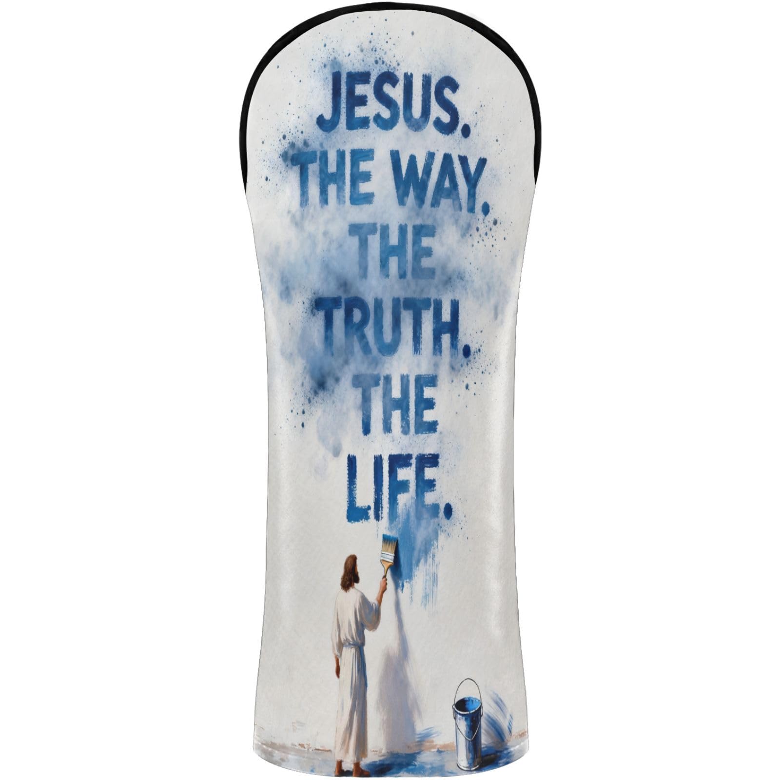 Golf Club Head Cover Headcover with Interchangeable No. Tags for Woods and Driver Fairway Hybrid Christian Faith Modern White — image 1
