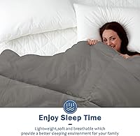 Vista 8 de Dafinner Feather Down Fibers Blanket Twin Size, Extra Lightweight Summer Comforter, Noiseless & Ultra Soft Thin Bed Blanket with Satin Trim Gray