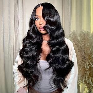 TESLAL Black Pre Cut Lace Wear and Go Body Wave 6X6 HD Lace Wigs 260% Density Premium Fiber and Human Hair Blend Wig By Crafted Technology Glueless Wig 20Inch
