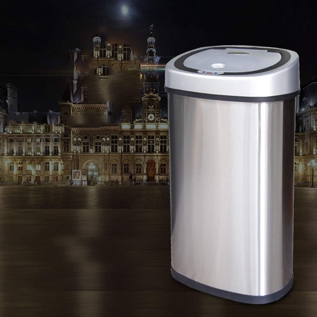 Waste Bins,Rrubbish Bin Outdoor Trash Canligent Induction Trash Can Stainless Steel 50L Trash Can - Mall Plaza Hotel Office Heavy Trash Can
