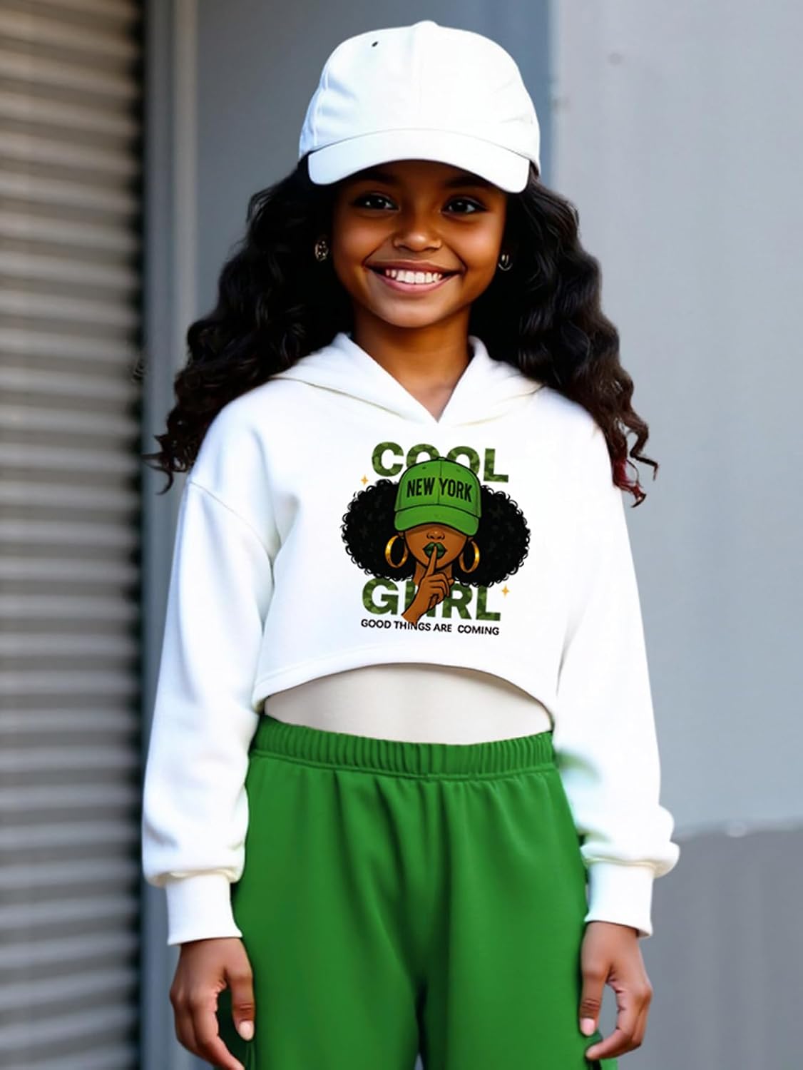 Girls 2 Piece Outfit Set Hoodie Sweatshirt and Cargo Jogger Pants