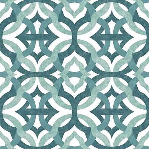Waverly RMK11864RL Tipton Peel and Stick Wallpaper Teal and White, Teal, White, 45 x 574 cm - Image 2