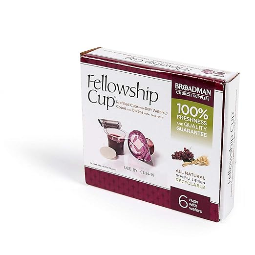 Broadman Church Supplies Pre-filled Communion Fellowship Cup, Juice and Wafer Set, 6 Count