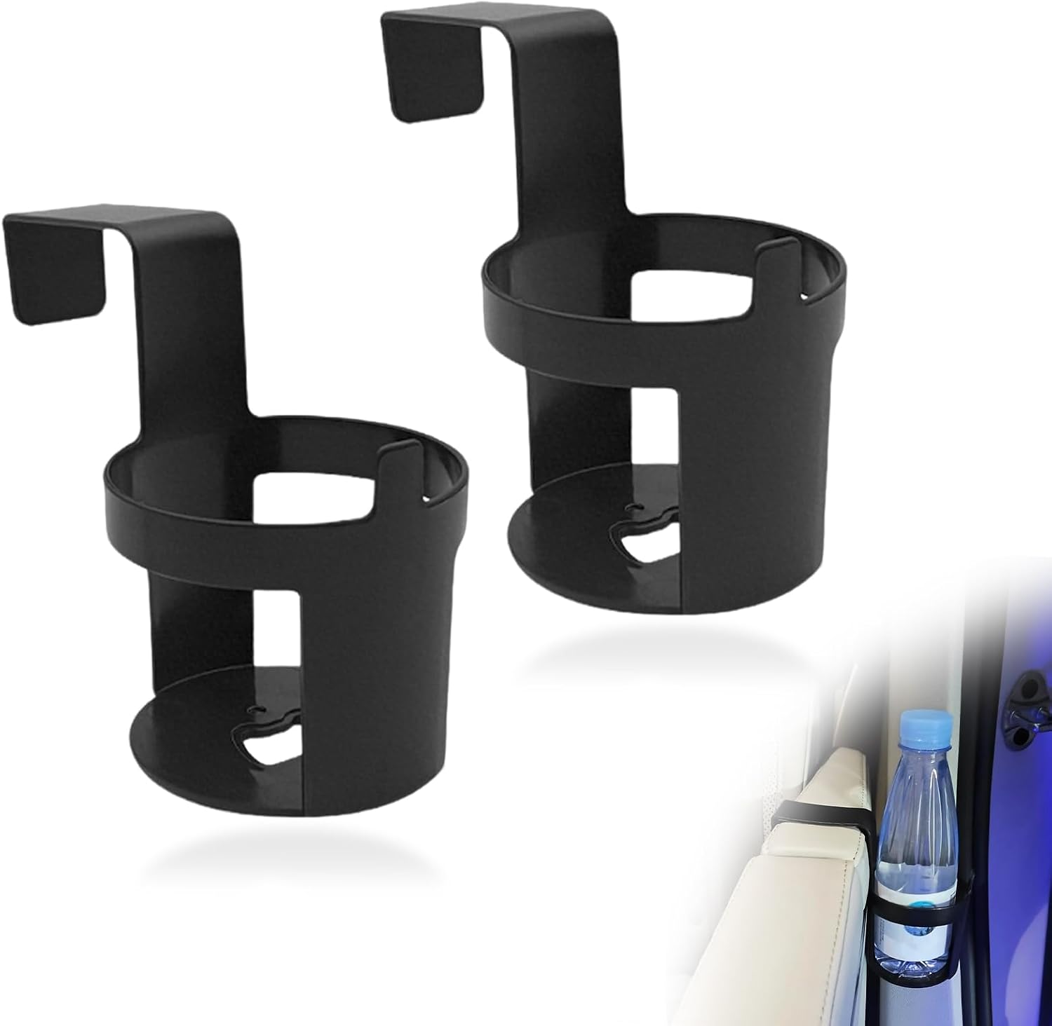 2PCS Car Cup Holder, Portable Anti-Slip Auto Cup Storage Accessories, Waterproof Vehicle Cup Mount Universal for Most Cars, Shockproof Scratchproof Side Window Seat Armrest Cup Holder(Black)