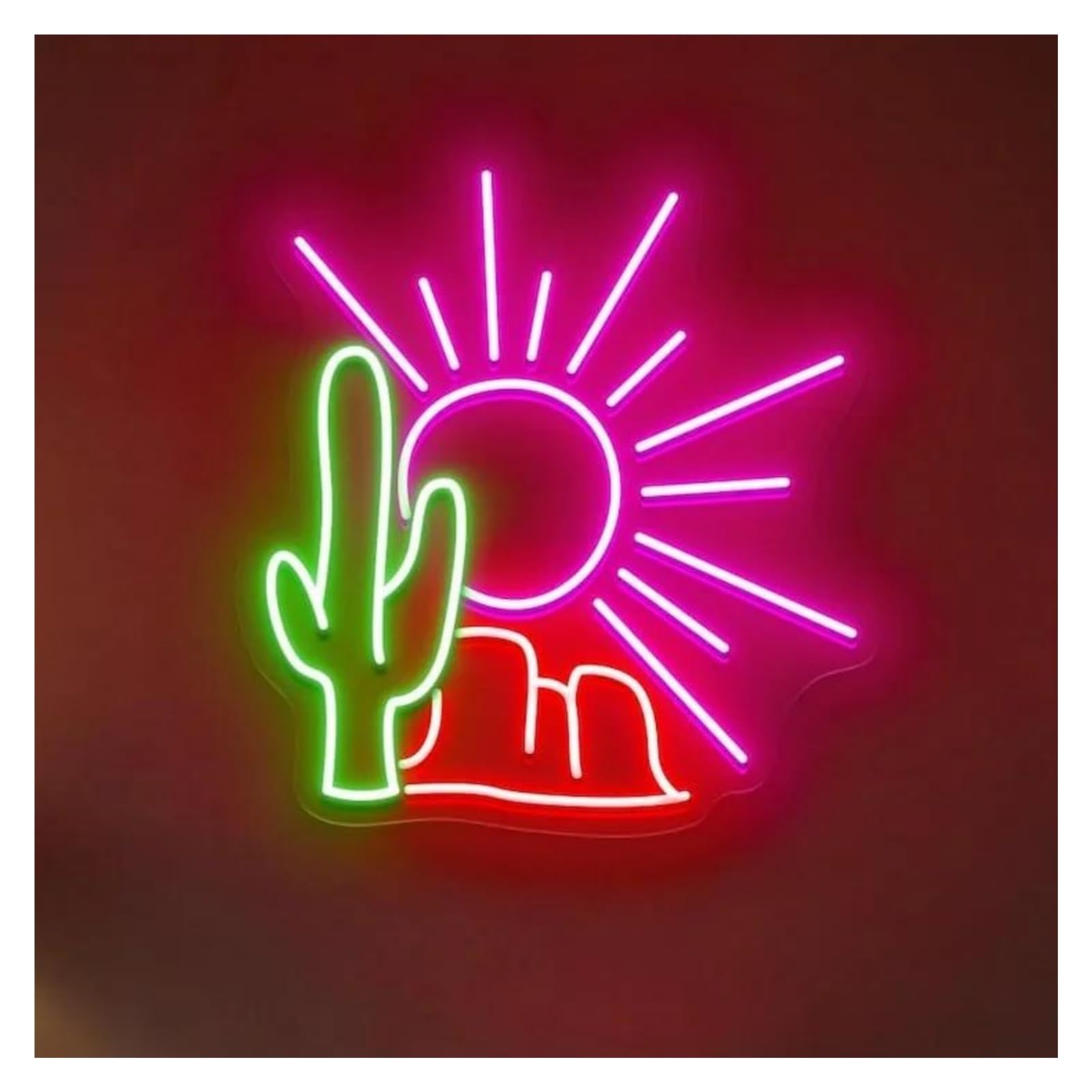 Shouxi C Sign Lamp Desert Sun Actus Neon Sign Western Mountains Wall Art Nature Aestheti Decor 45Cm(C)