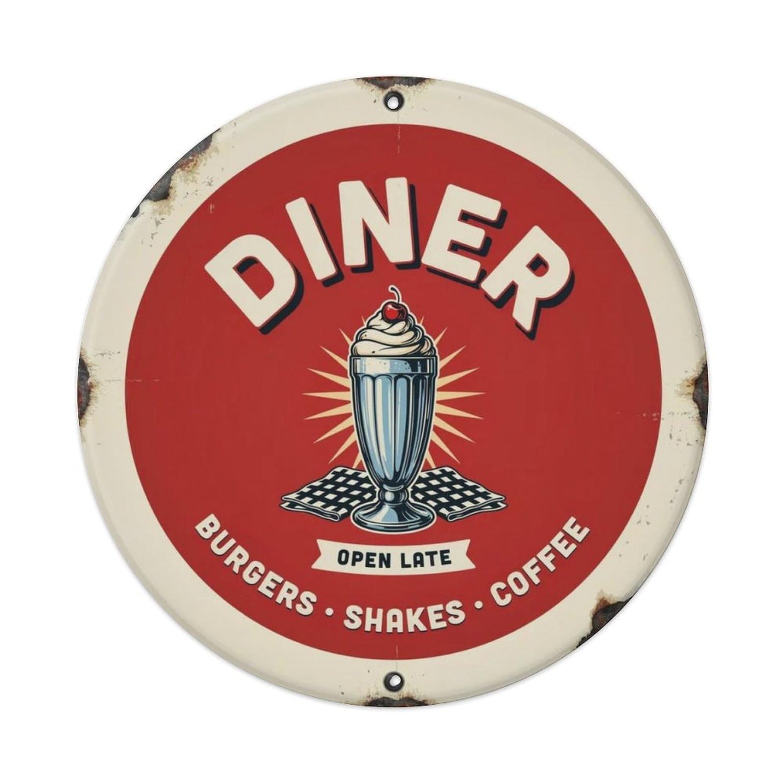 Eat Here Retro Diner Metal Tin Sign Plaque