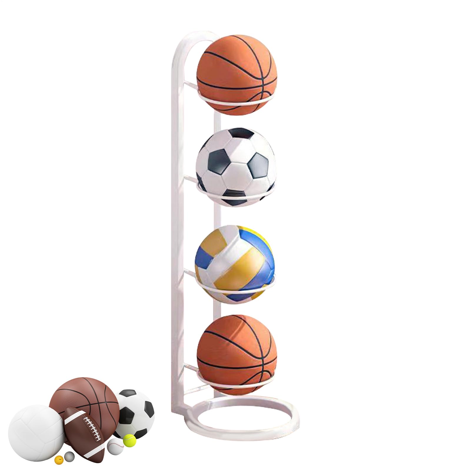 Almacenamiento Vertical De Pelotas | Estante Almacenaje Para Balones De Futbol Baloncesto En Hierro Fundido| Estantería Vertical Para Pelotas, Multicapa Soporte Para Balones De Futbol Baloncesto Rugby — view 8