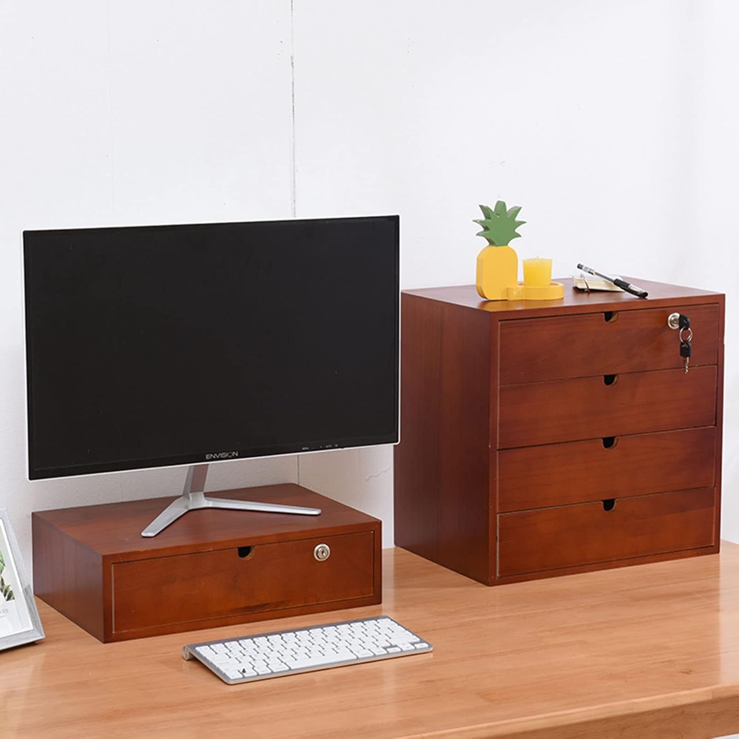 Filing Cabinets File Shelves - for Desk Data File Cabinet Office Desktop Storage Box, Shelf Data Frame, Solid Wood Storage Box Small Chest of Drawers Put A4 Paper,4 Layer