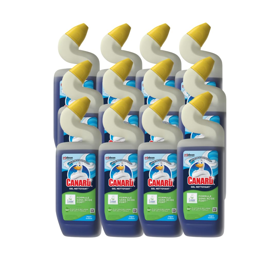 Canard Gel Marine - Gel Nettoyant et Désinfectant Toilettes - Tue 99,9% des Bactéries - Nouvelle Formule Ecolabel - Lot de 12x750 ml