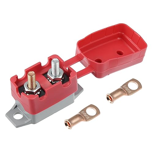 X AUTOHAUX 1 juego de disyuntor de reinicio automático de 12-24 V 5 A con cubierta roja, kit de terminales de alambre para automóvil, camión,