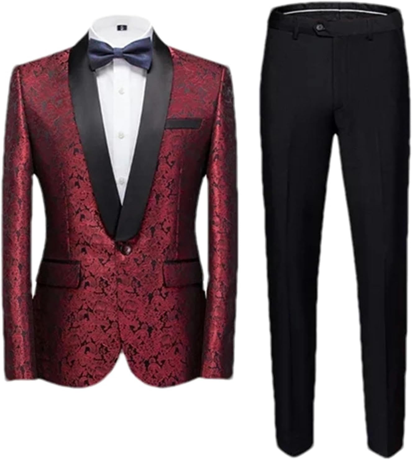 Men Singer Party Stage Suit 2 Piece Black/Blue/Red Men's Business Wedding Prom Party Dress Blazer Jacket and Pants