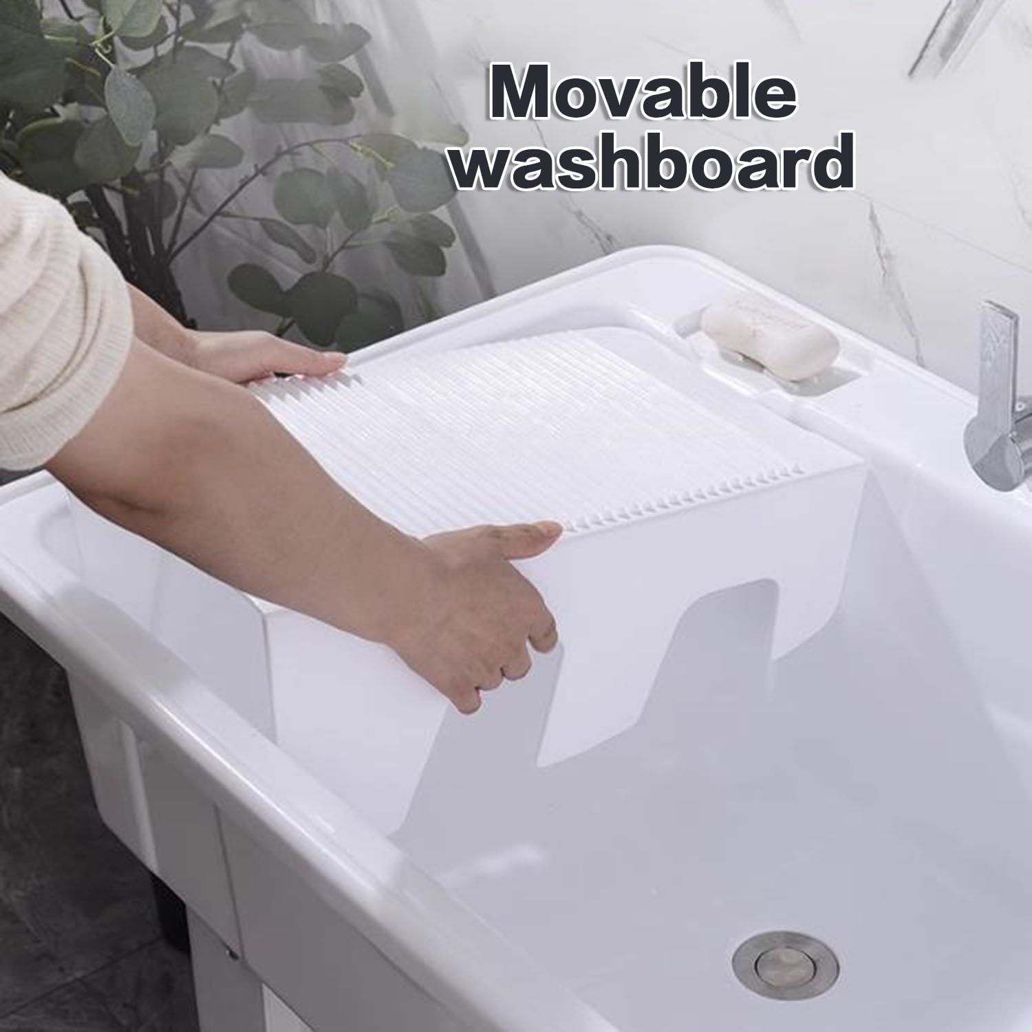 Fregadero De Plástico Independiente Con Tabla De Lavar Para Lavadero, Mangueras De Tabla De Lavar Y Kit De Drenaje Para Lavadero, Garaje, Sótano, Jardín ( Color : Hot and cold , Size : 31.5*22*31.5in