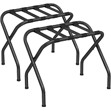 SONGMICS Luggage Rack for Guest Room, Set of 2 Suitcase Stands, Foldable Steel Frame, for Hotel, Bedroom, Holds up to 110 lb, 27.2 x 15 x 20.5 Inches, Black URLR001B02