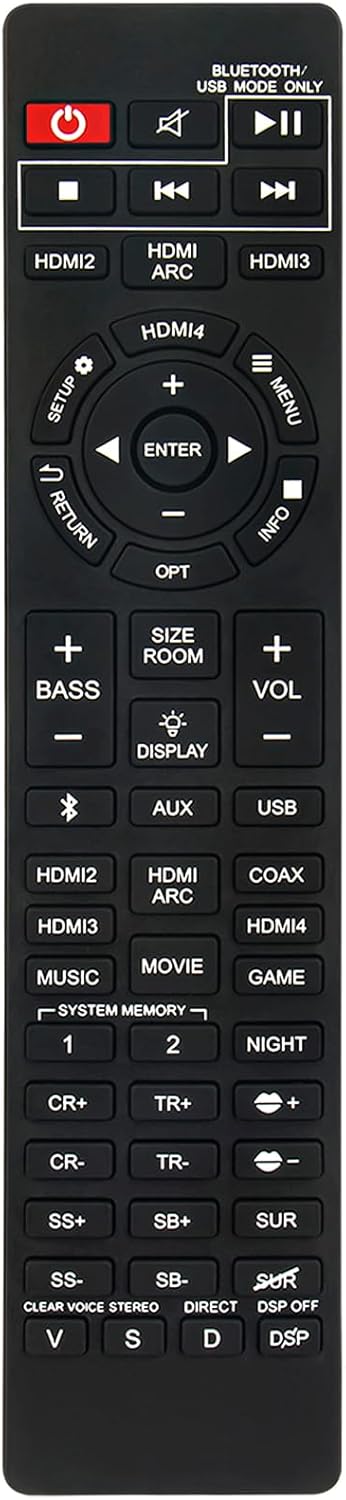 Replace Remote Compatible with Nakamichi Soundbar Shockwafe Elite 7.2.4 SSE,Shockwafe Elite 7.2 SSE 800W, Shockwafe Ultra 9.2 SSE, Shockwafe Ultra 9.2.4 Channel 1000W Dolby Atmos/DTS:X Sound Bar