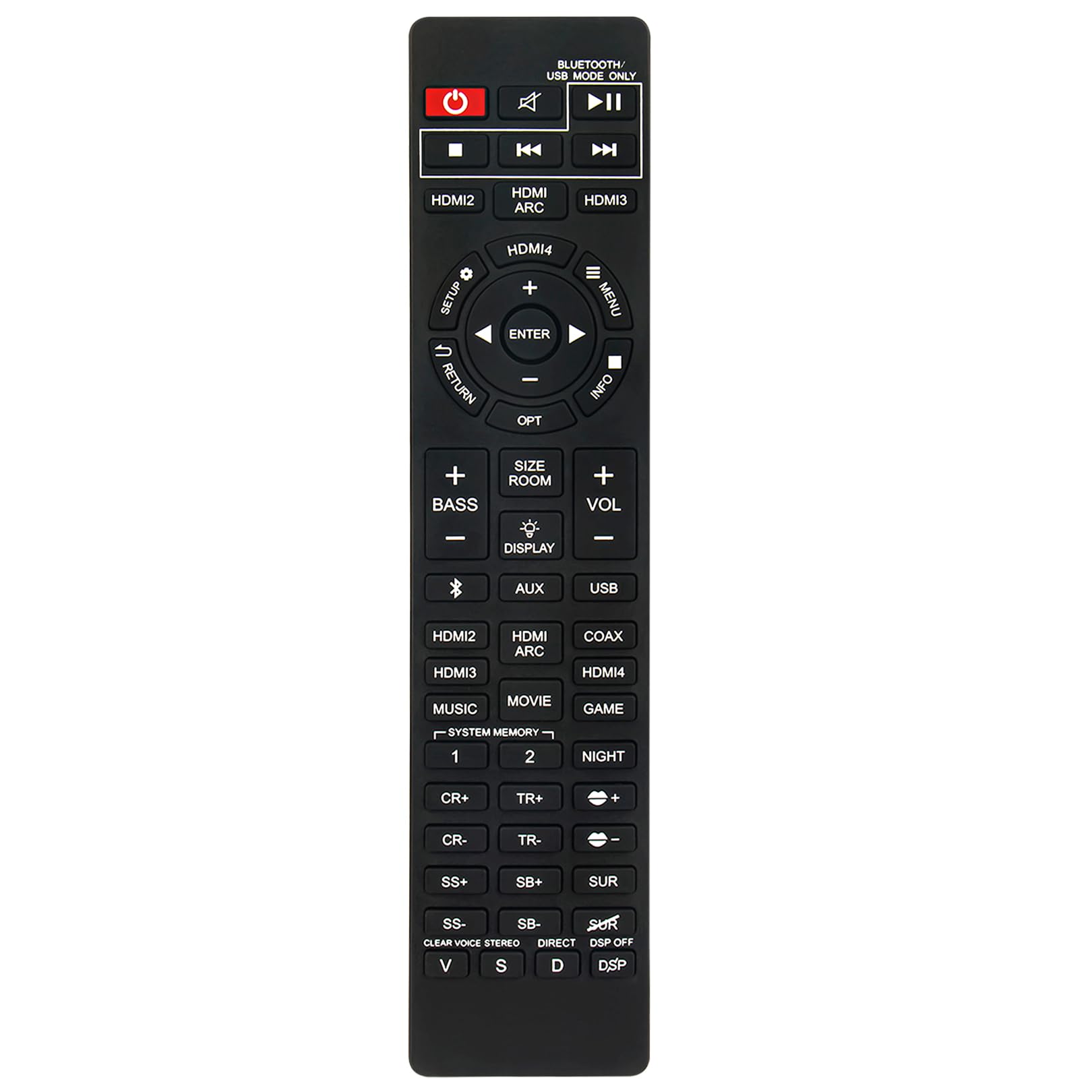 Replace Remote Compatible with Nakamichi Soundbar Shockwafe Elite 7.2.4 SSE，Shockwafe Elite 7.2 SSE 800W, Shockwafe Ultra 9.2 SSE, Shockwafe Ultra 9.2.4 Channel 1000W Dolby Atmos/DTS:X Sound Bar
