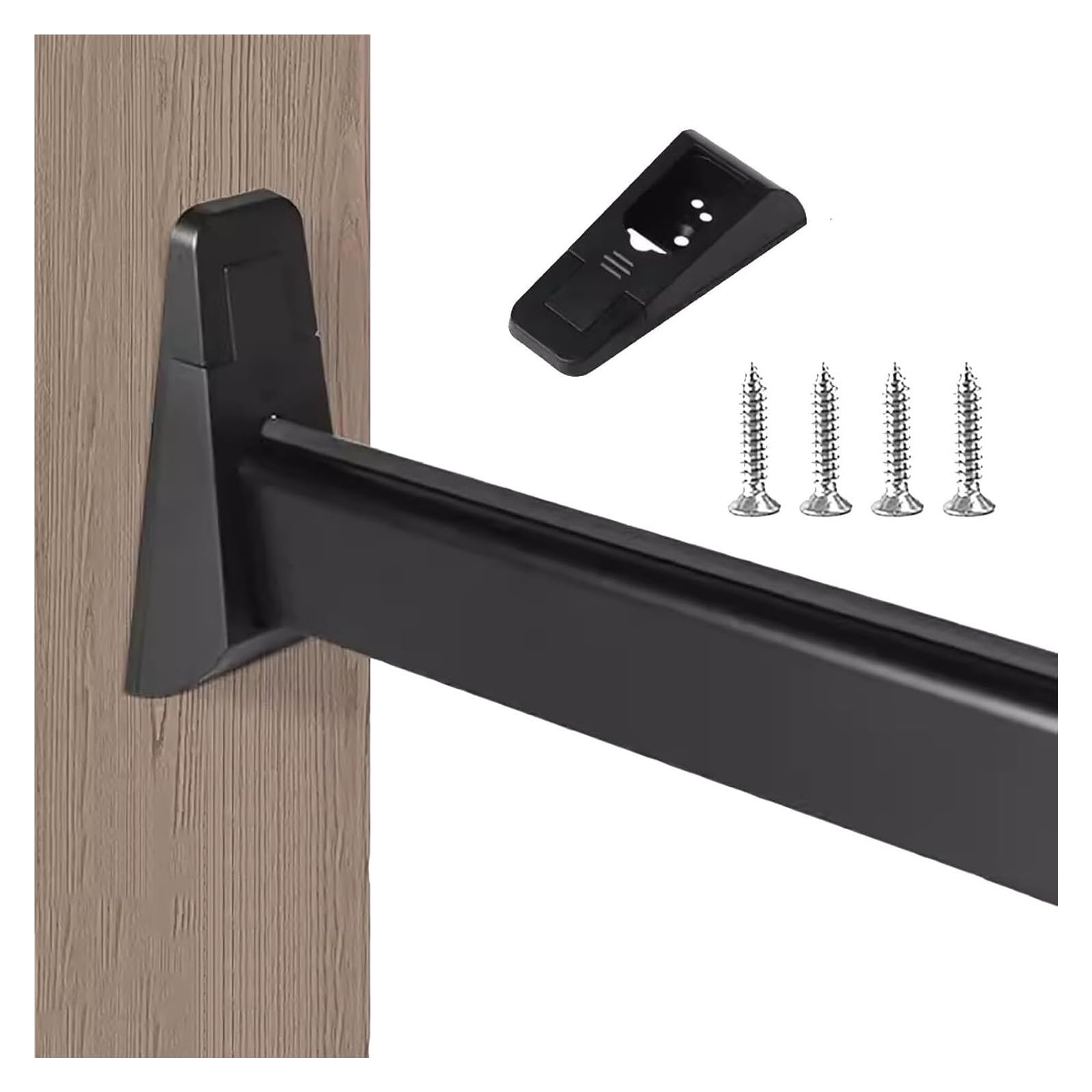 ROHCGHC Wardrobe hanging rods, Clothes Bar Rail with Anti-slip Silence Strip Matte Black Closet Rods Wall Mounted(100cm/39.4in)