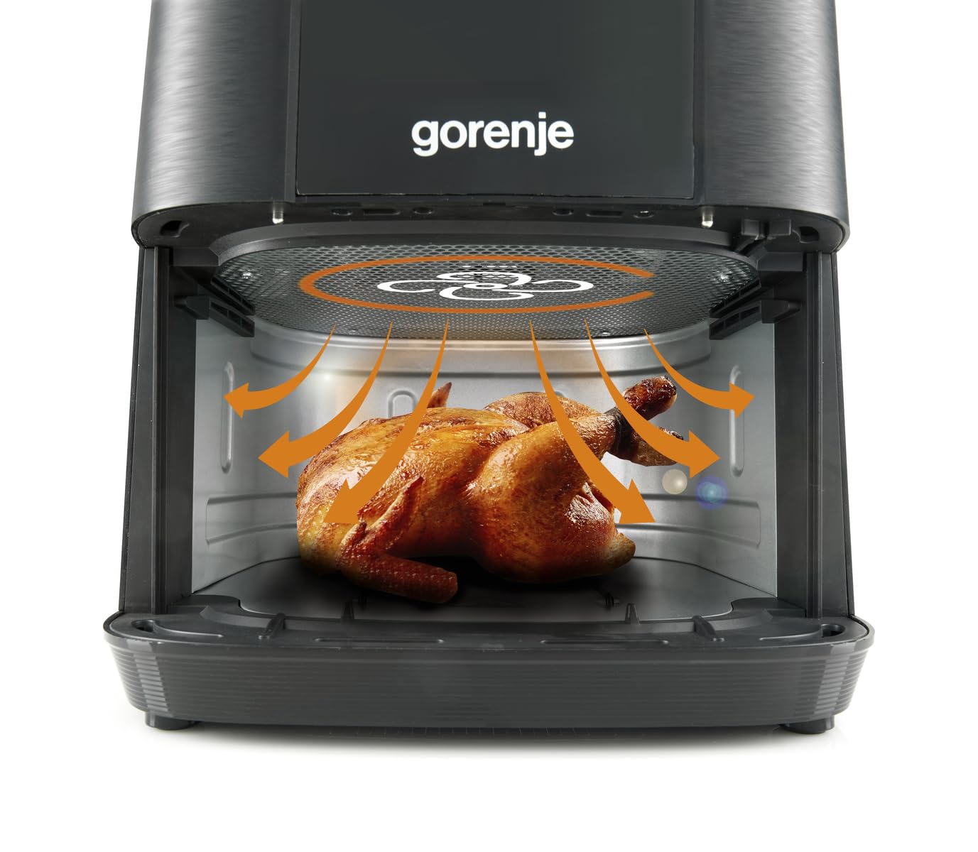 Gorenje AF1350DWB Heißluftfritteuse / 1.350 Watt/Korb 5,4 Liter mit Sichtfenst / 8 Automatik Programme/Antihaft-Beschichtung/LED Anzeige/B x H x T: 28 × 35,3 × 32,1 cm/Schwarz