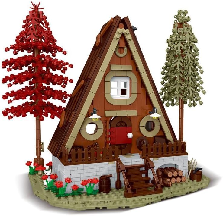General Jim's A-Frame Cabin in The Woods Modular Building Block Set MOC Building Kit with 1689 Pieces