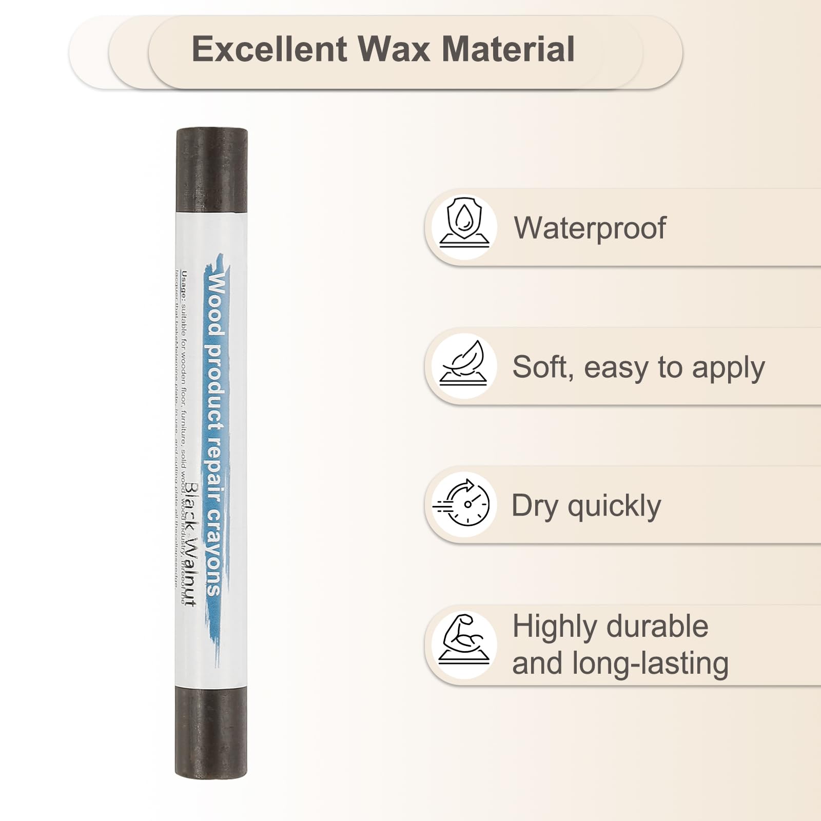 PATIKIL Furniture Repair Crayons, 4 Pcs Wax Wood Filler Sticks Wood Wax Crayons for Scratches Wood Floor Holes Tables Black Walnut - Image 3