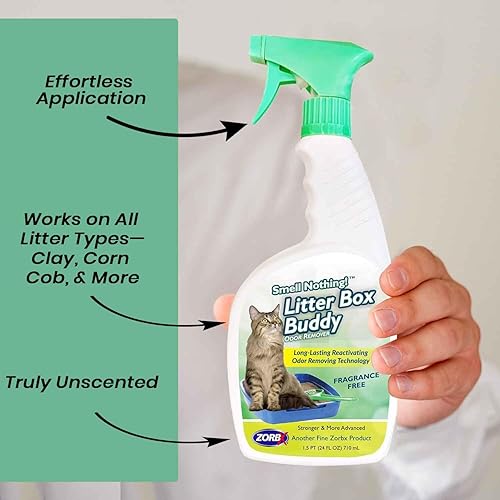 Miniatura 7 de ZORBX Desodorizador de arena para gatos sin perfume – Desodorizador de caja de arena para gatos de acción rápida y eficaz para un fuerte olor a