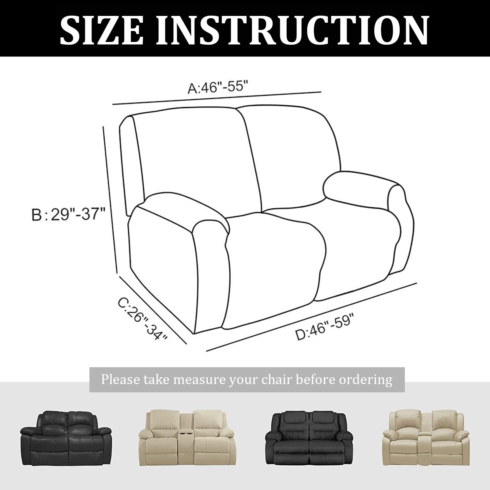 Jaotto Copridivano Relax 2 Posti Reclinabile, Fodere Copripoltrona Relax 1 Posto Universale con Tasche, 6-Pezzi Copridivano Fantasia Lavabile, Coperture per Divano da Massaggio,Grigio Stile