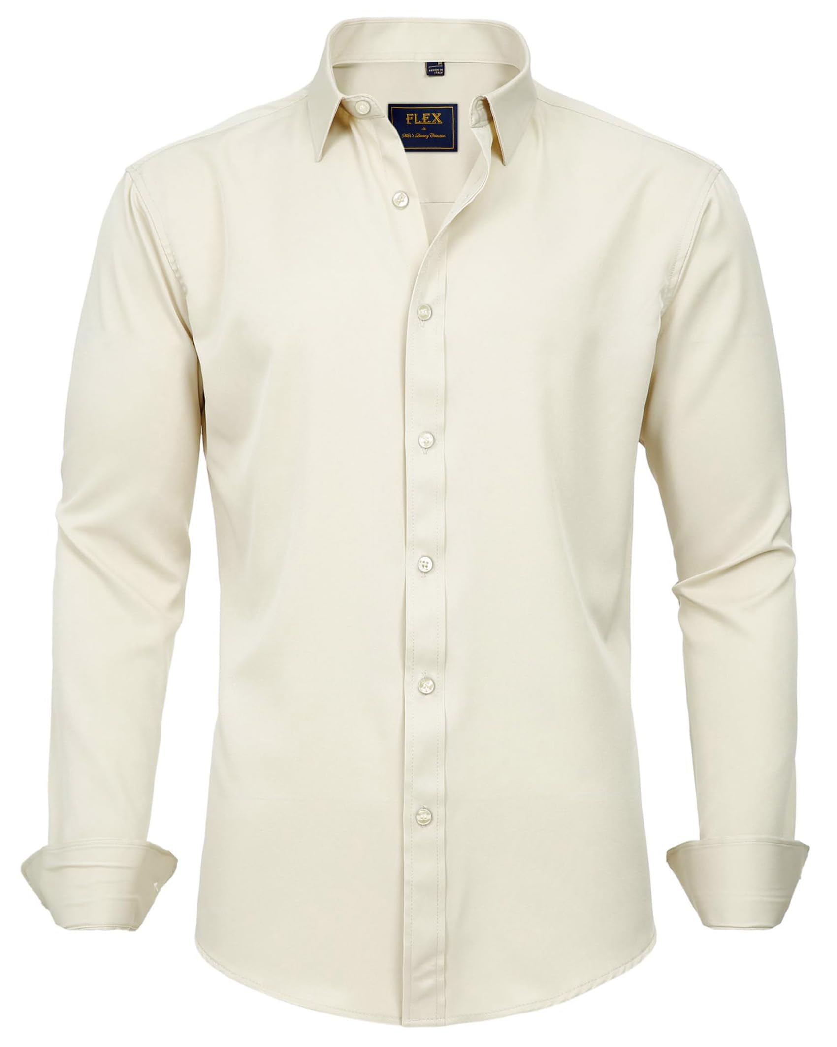 J.VER Men's Dress Shirts Solid Long Sleeve Stretch Wrinkle-Free Formal Shirt Business Casual Button Down Shirts