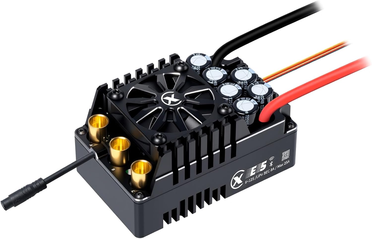 XC E5 Sensored Brushless ESC for RC Car, 6-12S Lipo,200A Continuous Current,8-25A、6.0/7.4/8.4V BEC,Applicable to 1/5、1/6,Support Turbo Timing and APP Control