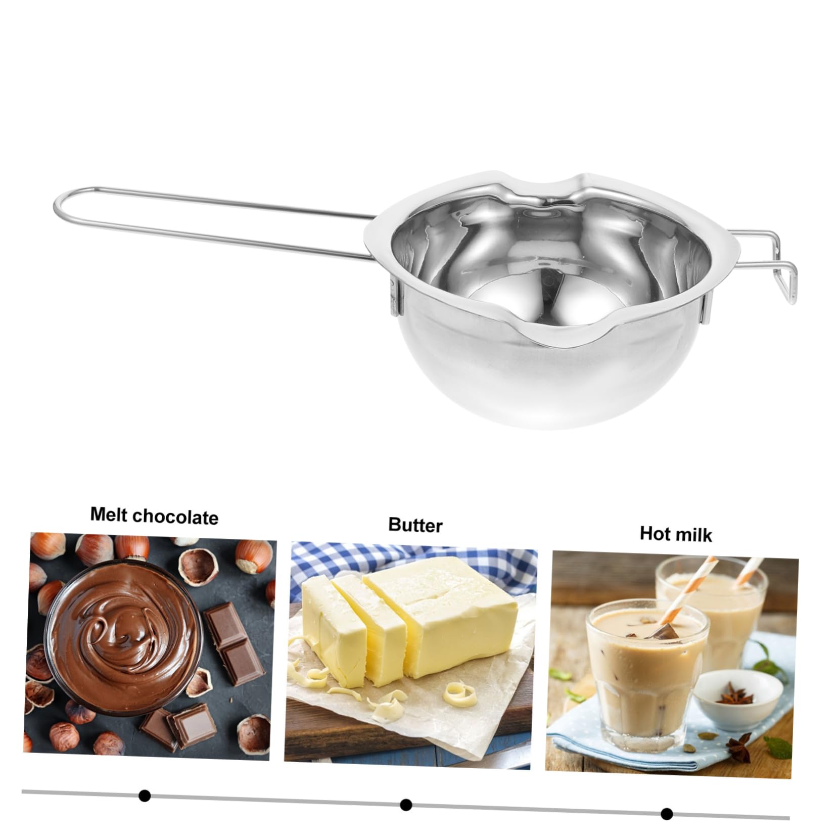 YARNOW 304 Edelstahl Schokoladenschmelztopf mit Flachem Boden Gleichmäßige Wärmeverteilung zum Schmelzen von Butter und Käse in Küche Silberfarben