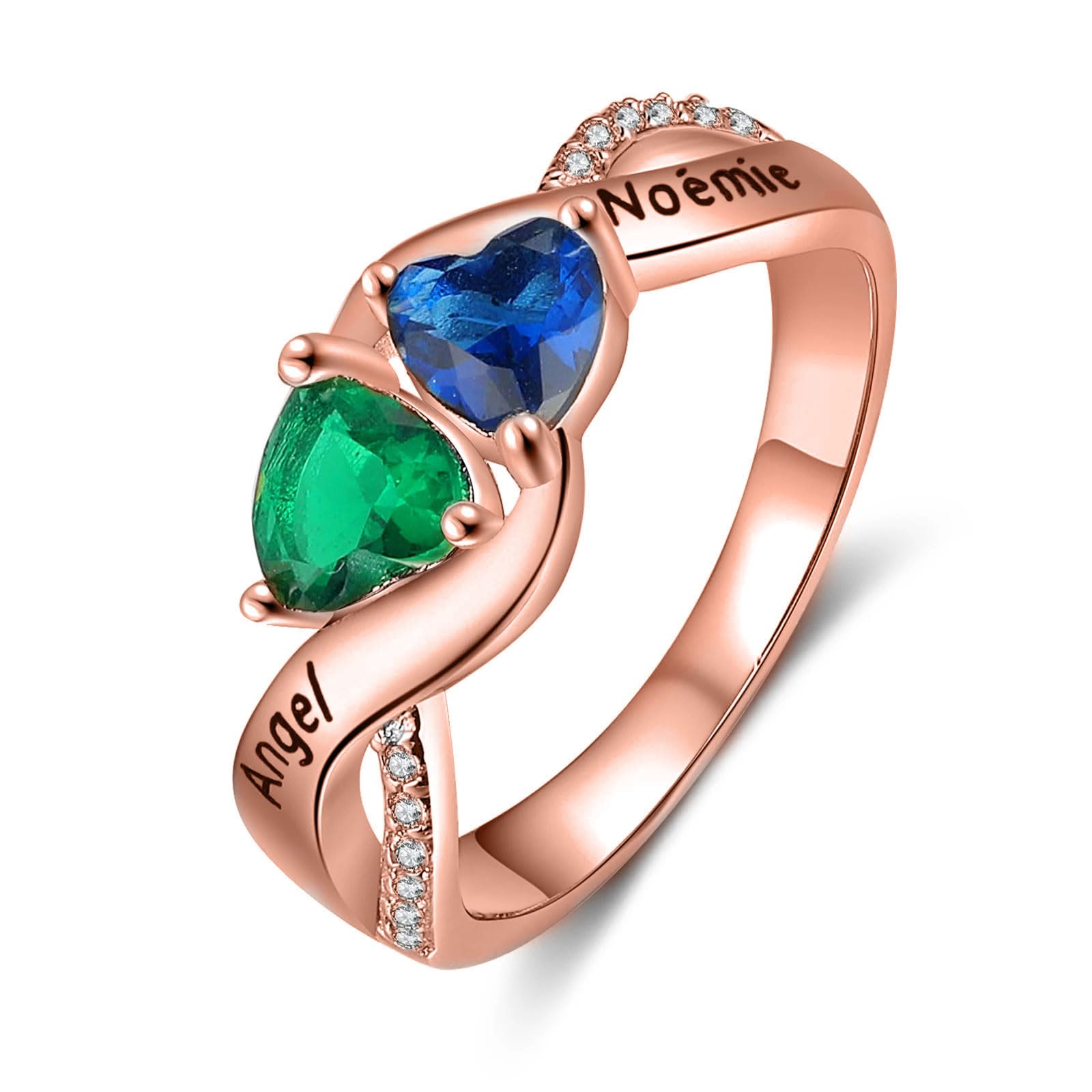 Mothers Day Gifts 10K 14K 18K Gold Personalized Mothers Ring with 2-4 Birthstones and Names for Women Family Jewelry Gifts For Mom Wife Grandma