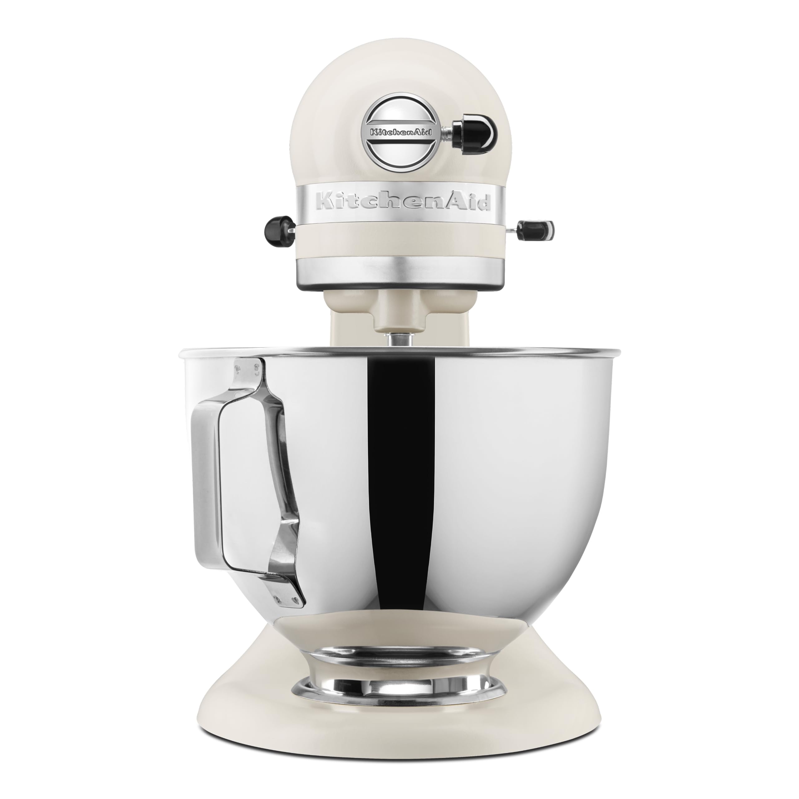 KitchenAid Classic 4,3L Küchenmaschine mit Schwenkkopf, 10 Stufen mit Sanftanlauf, Flachrührer, Knethaken & Schneebesen, Planetenrührwerk, 59 Schüsselkontaktpunkte, Porcelain White