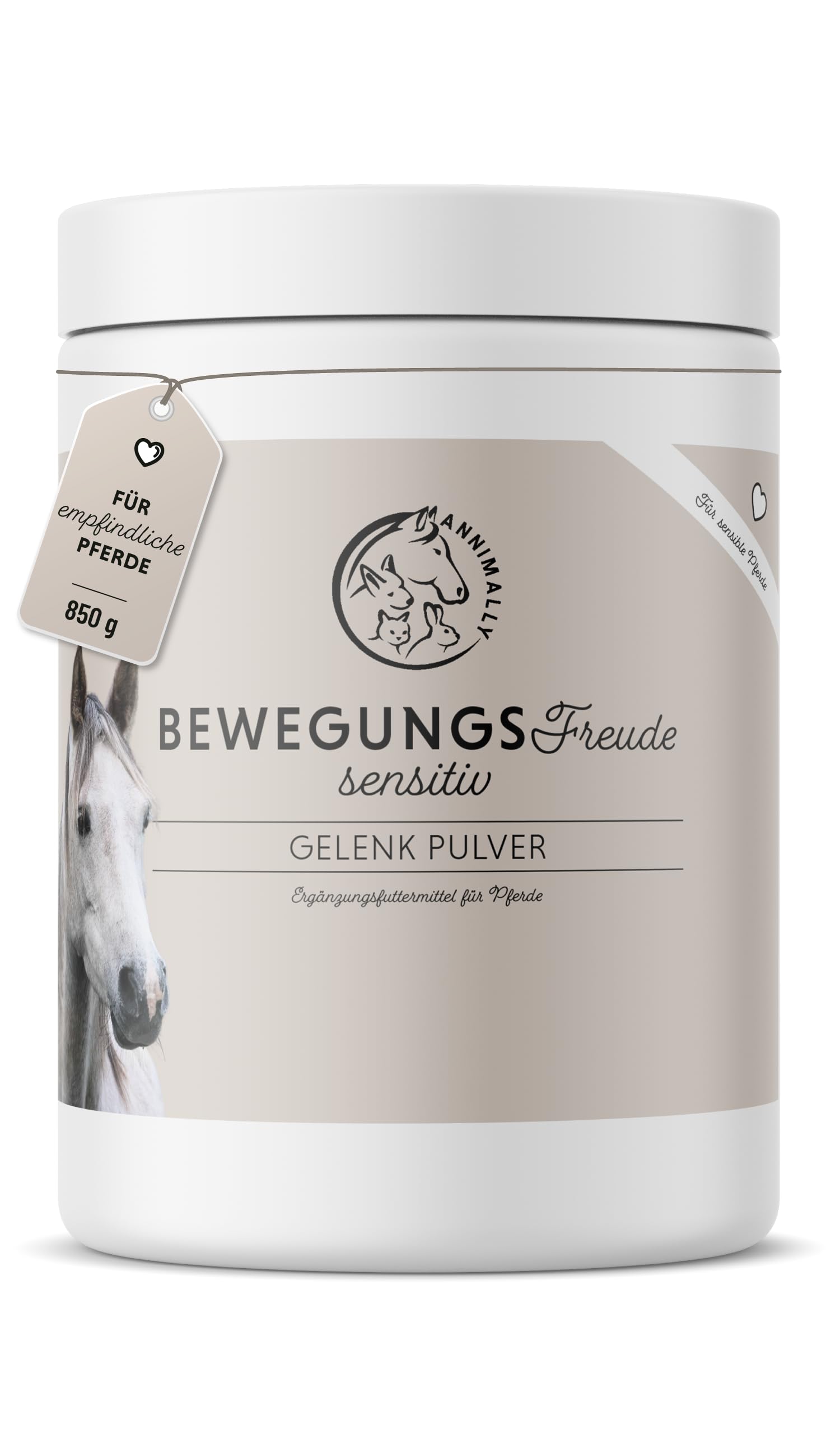 Annimally Gelenk Pulver für Pferde mit Kollagen, Kamille, MSM (Schwefel), Glucosamin, Hyaluronsäure, Chondroitin - Zusatzfutter für die Stärkung der Gelenke beim Pferd - Alternative zu Liquid (850 g)