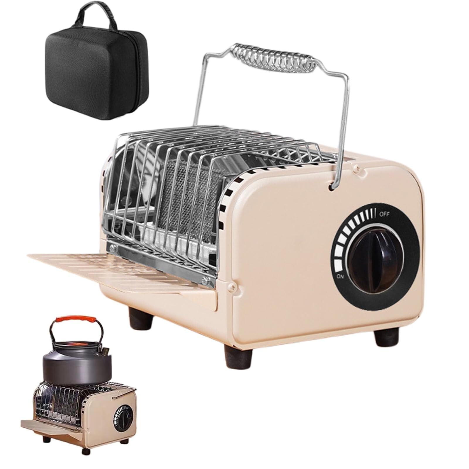 Przenośny grzejnik propanowy - regulowana moc 1200 W, trwała i długotrwała wydajność, idealny na kemping, wędkowanie i wędrówki z bezpieczną ochroną przed przewróceniem