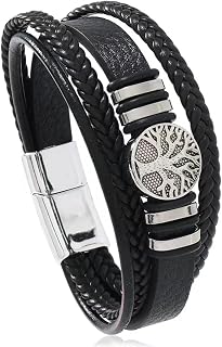 MEENAZ Leather Bracelet for Men Black Bracelet for man boys Magnetic Clasp multistrand Mens Beads Gold Bracelet Bracelets Price In India