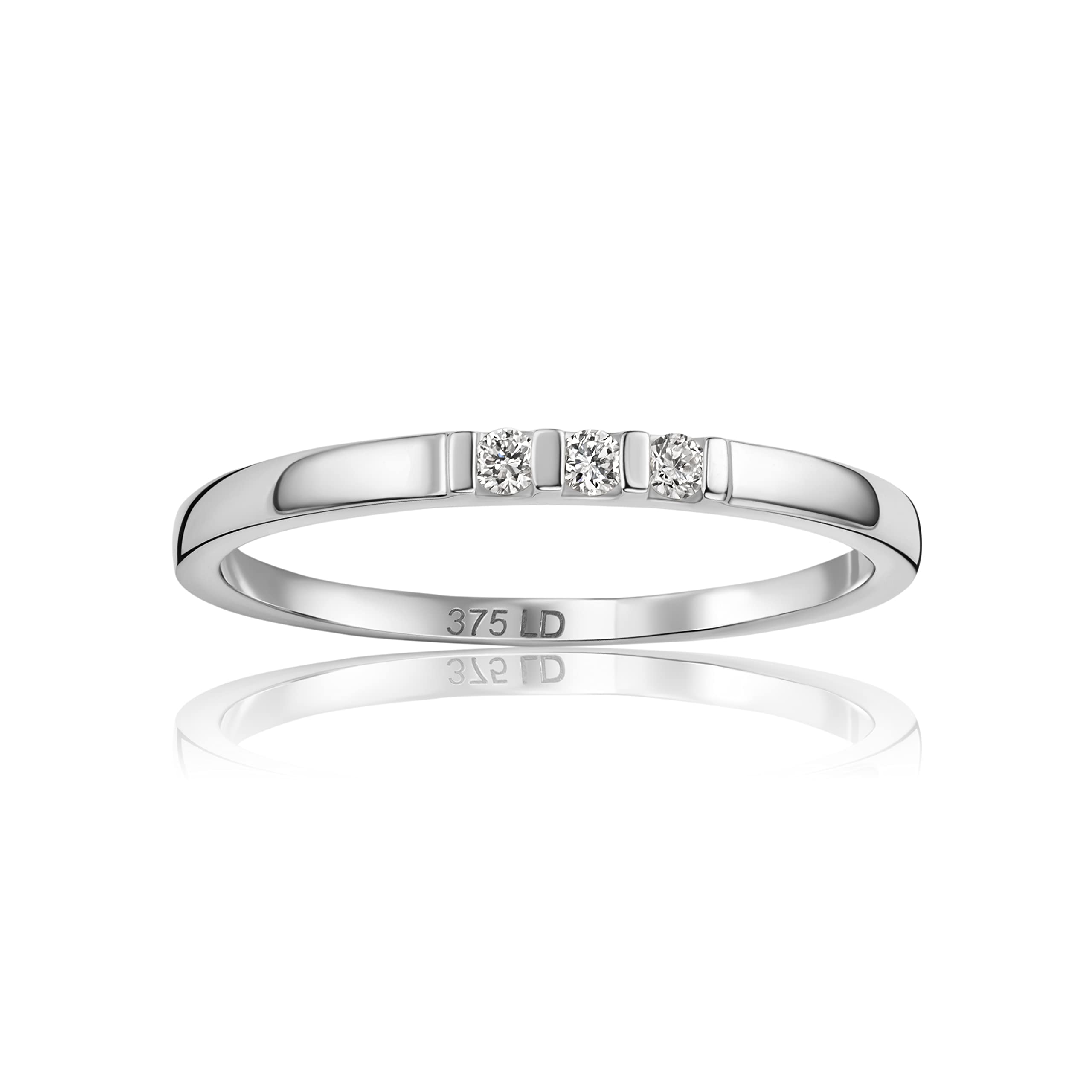 MIORE Bijoux pour Femmes Bague de Fiançailles Trilogy avec Diamants 0,05 Ct Bague Classique en Or Blanc/Or Jaune 9 kt (375) Or