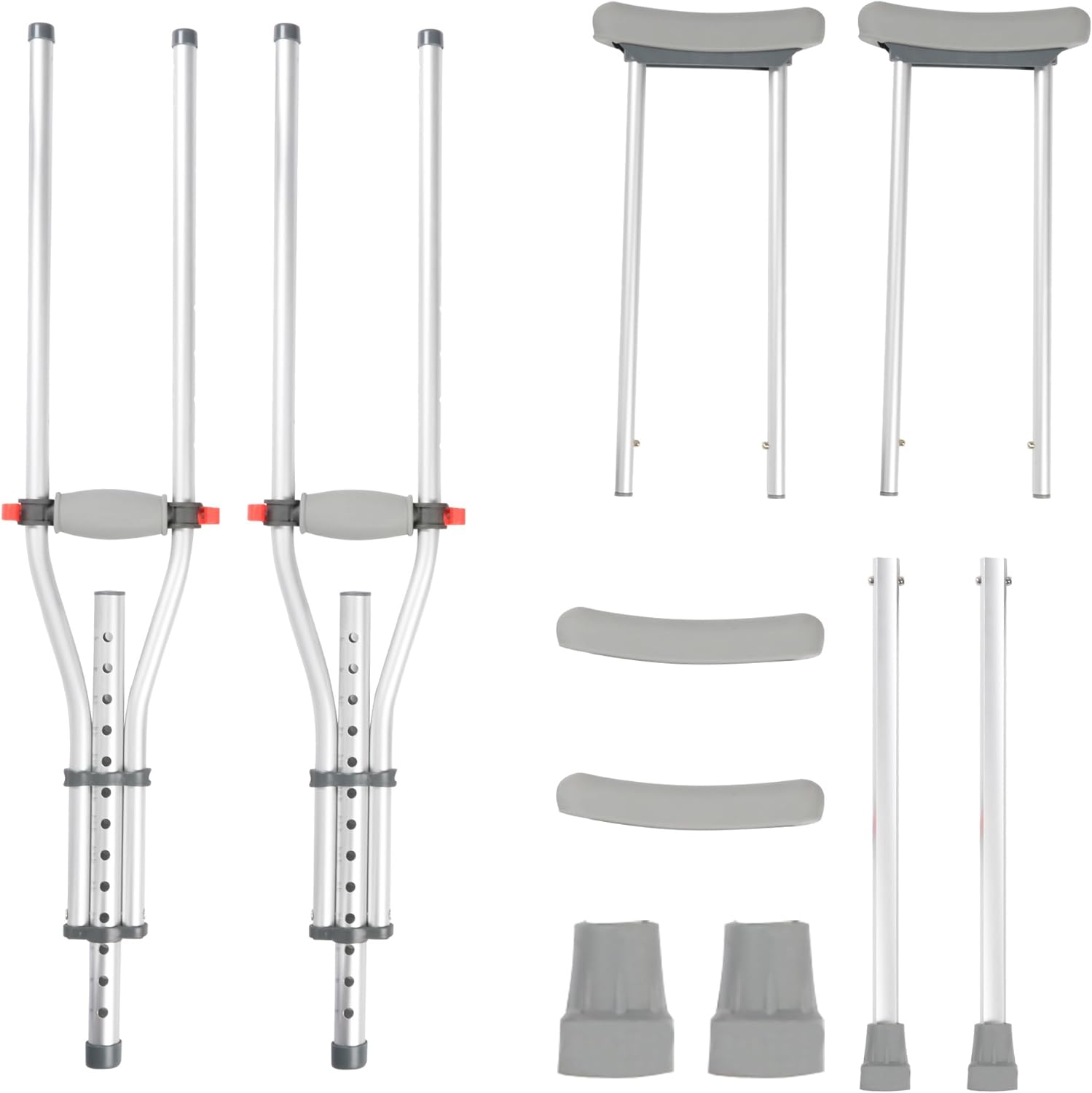 Folding Aluminum Under Arm Crutches, Pair of Lightweight Crutches for Adults and Teenager 4'7" to 6'7", Walking Aid for Reliable Balance with Underarm Pads, 300 lb. Weight Capacity