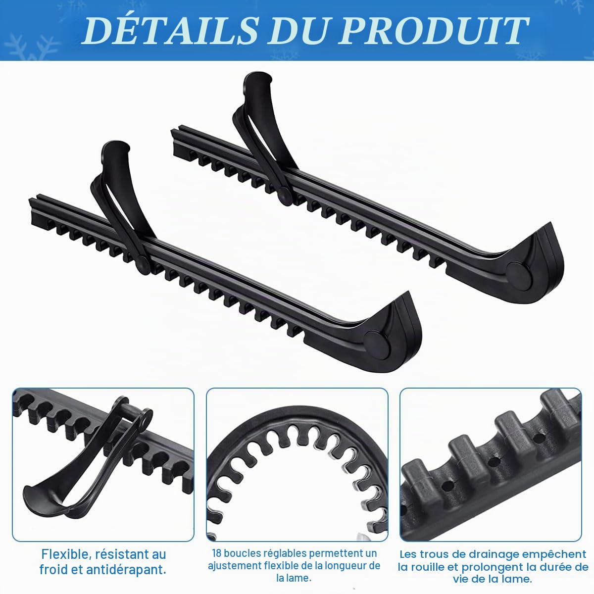 1 Paire Protège Lame Patin a Glace, Protecteurs de Patins Réglables pour Adultes et Enfants, Protège Patins de Hockey pour Patins à Glace et Patinage Artistique