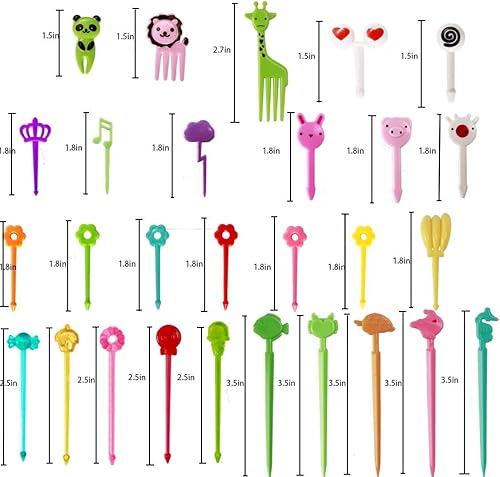 Miniatura 2 de Divertido juego de púas Bento, 160 piezas de palillos de alimentos de animales para niños, lindos palillos de dientes de frutas de dibujos animados,