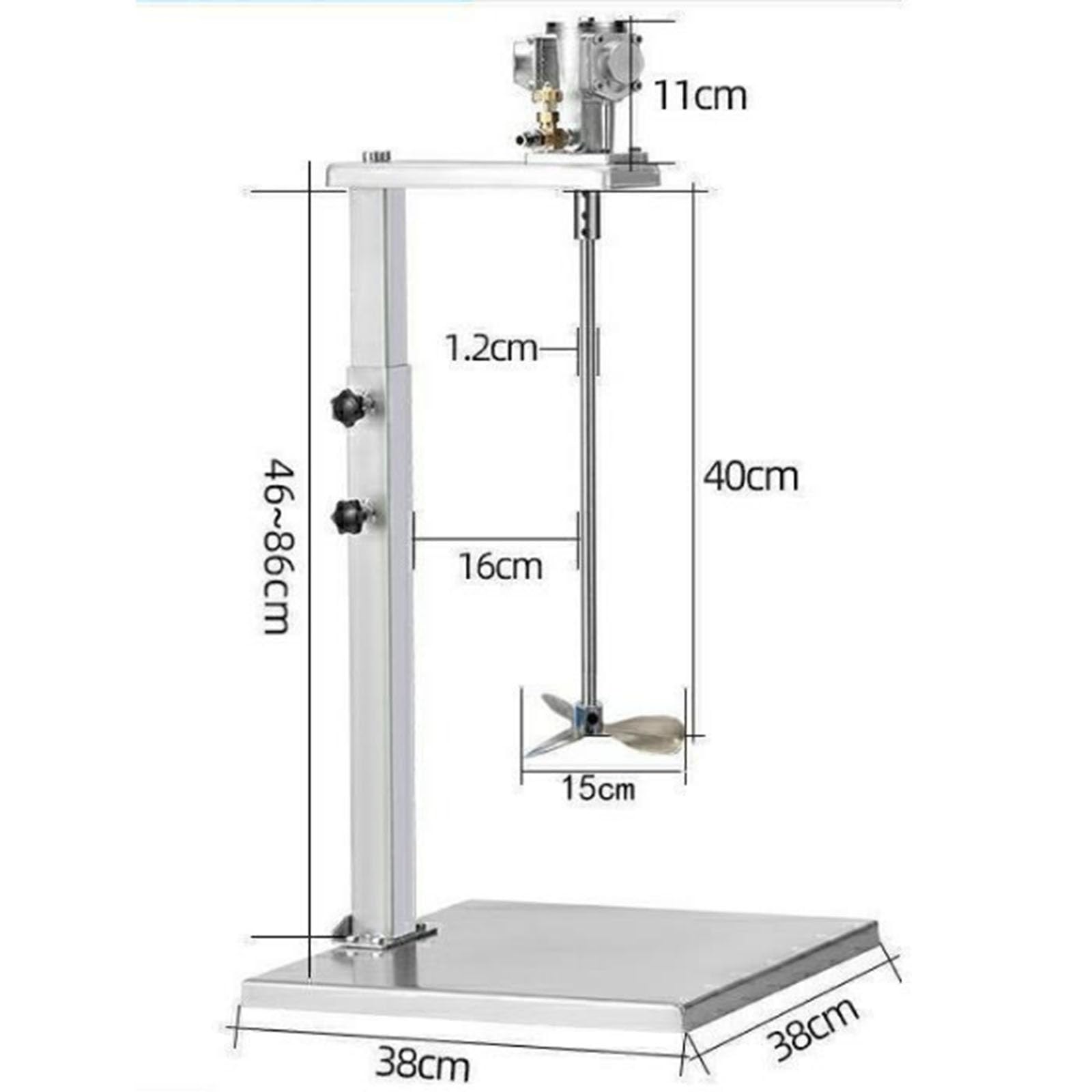 Mezclador neumático para pintura de 5 galones, 1/8 HP automático, velocidad ajustable 50-2800 RPM, altura ajustable 46-86 cm, ideal para revestimientos de pegamento, uso industrial