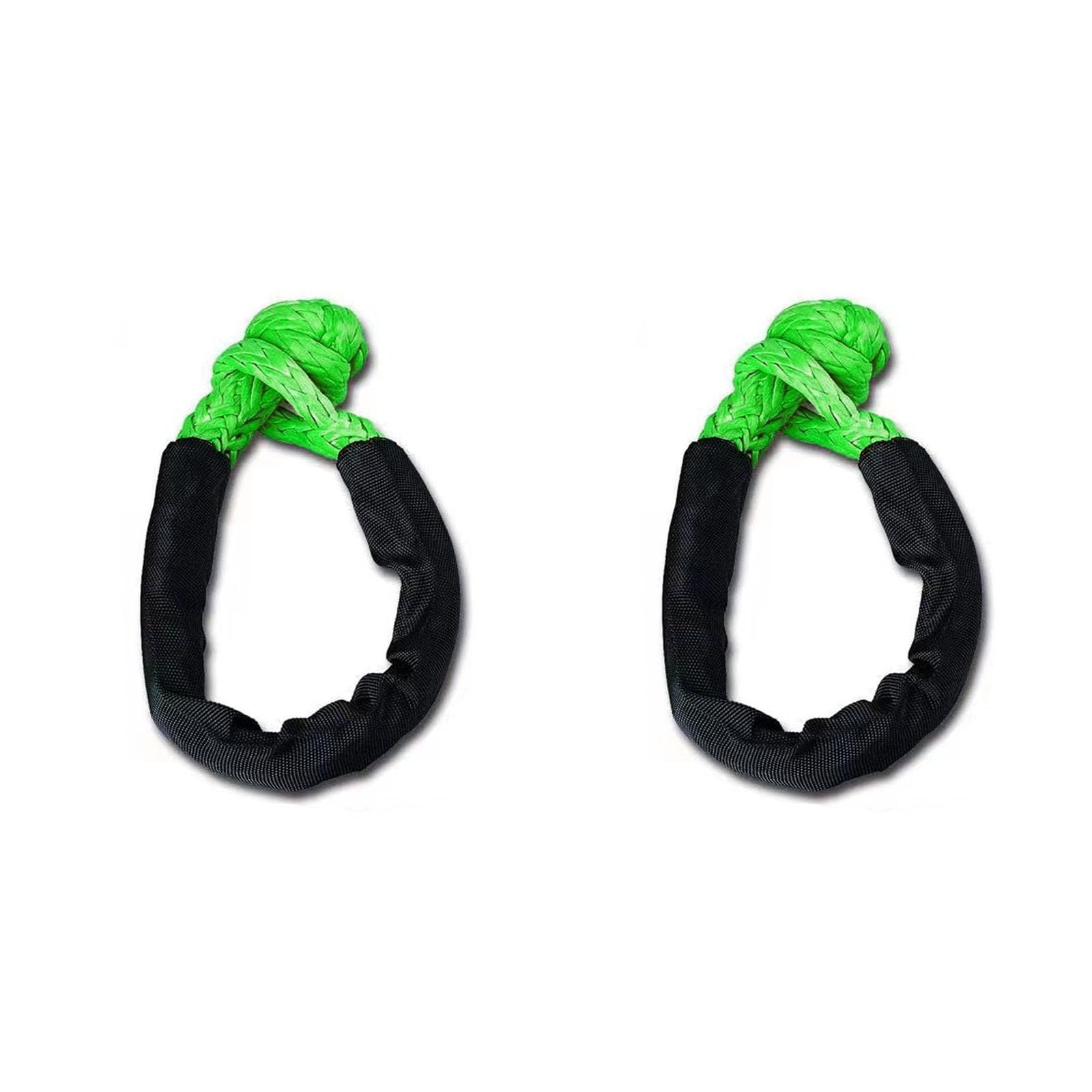heyous 2PCS Soft Hook Ring Towing Rope Green Recovery Loop for Synthetic Soft Shackle Rope Non-Twist Winch Ring Trailer Hook Towing Rope Rescue Suitable for Off-Road Enthusiasts Drivers