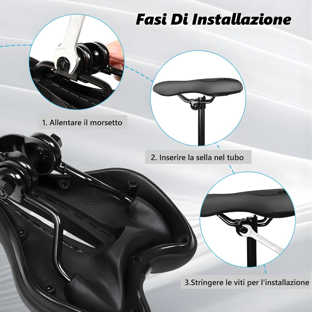 Sella Bicicletta Ergonomica Uomo Donna in Memory Foam | Traspirante con Sistema AirFlow Antiprostata | Sella MTB, Bici da Strada e Città – Comfort e Assorbimento Urti - Removibile e Lavabile