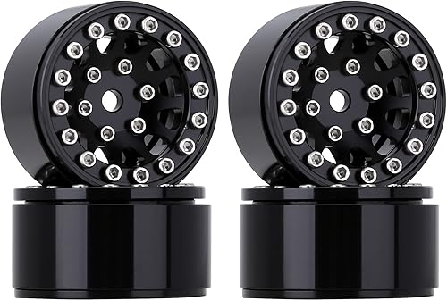 Miniatura 9 de INJORA Llantas de rueda 1.0 RC Metal Beadlock Ruedas para AX24 1/18 TRX4M All 1/24 Escala Axial SCX24 Deadbolt RC Crawler Accesorios de Rojo