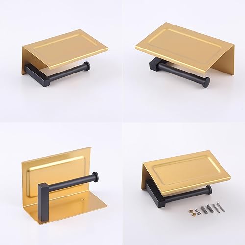 Miniatura 7 de GERZWY SUS 304 - Portarrollos de papel higiénico de acero inoxidable con estante dispensador de toallas de papel, colgador de pañuelos, montaje en